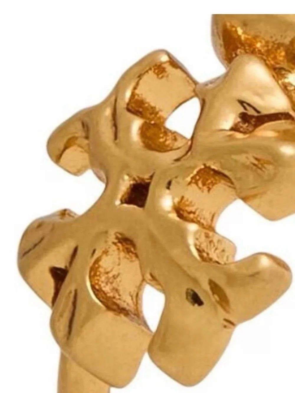 Tory Burch Gold Logo Ring with Pale Stone Accent NWT
